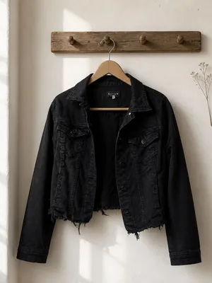 Cropped Black Denim Jacket thumbnail 3