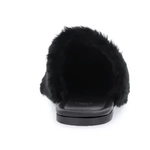 TIME and TRU Womens Black Slippers Size 8 Faux Fur Mules Slip On Comfort New thumbnail 4