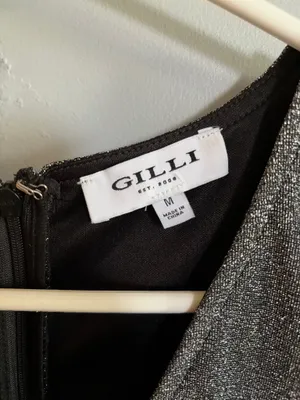 Gilli Asymmetrical Silver Sparkle Bodycon Dress Size M thumbnail 3