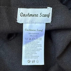 Cashmere Blend Fringed Scarf Black thumbnail 2