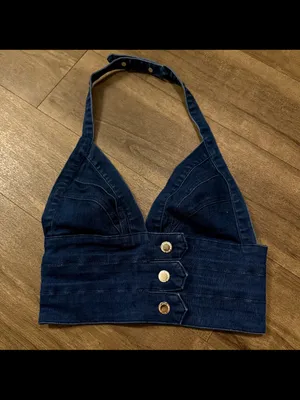 Denim Halter Top Blue thumbnail 3