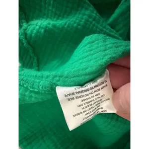 Pink Lily Womens Kelly Green 100% Cotton Oversized Button Up Shirt Top S Holiday thumbnail 5