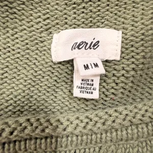 Aerie Olive Green Cream Striped Oversized Raglan Shaker Knit Sweater Size Medium thumbnail 4