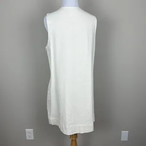 Hyacinth House Tuckernuck‎ Mini Dress Womens Medium Ivory Linen Cotton Lace Up M thumbnail 6
