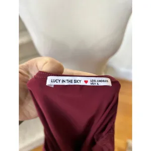 NWT Lucy in the Sky Burgundy Square Neck Long Sleeve Fitted Top thumbnail 5