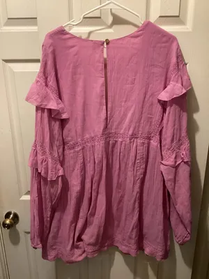 Free People Dusty Rose V-Neck Ruffle Long-Sleeve Tunic thumbnail 4