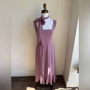 Show Me Your Mumu Women Claire Midi Dress Chiffon Antique Rose Side Slit Size XS thumbnail 8