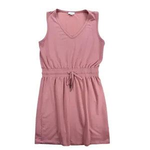 Evereve Womens Sleeveless V-Neck Drawstring Waist Knit Dress Pink Size L thumbnail 3
