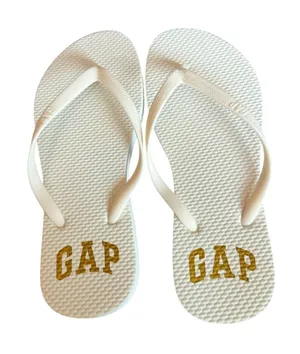 GAP White Flip Flop Sandals with Gold Logo thumbnail 1