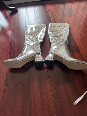 Sam Edelman Silver Knee Block Heel Boots size 6 new no box thumbnail 5