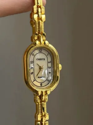 Chiste Quartz Gold-Tone Women's Oval vintage style look Bracelet Watch New thumbnail 2