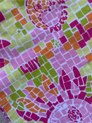 VTG cotton Lilly Pulitzer Pink Orange Lime Mosaic Sun Mini Skirt summer thumbnail 2