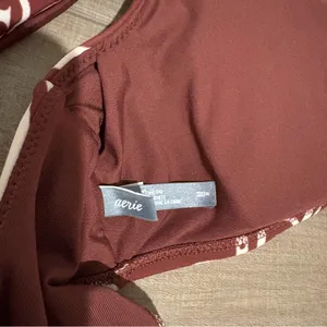 Aerie Boho Henna‎ Floral O Ring Scoop Bikini Top Brown White Size Medium thumbnail 6
