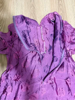 Vintage Cheongsam Qipao Maxi Dress Purple Floral Medallion Frog Button M thumbnail 6