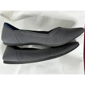 Rothy's the Point Ballet Flats in Black and White with Blue Trim thumbnail 5