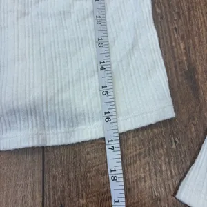 Hollister Ribbed Collared Long-Sleeve Top Cropped White Size S Minimalist thumbnail 7