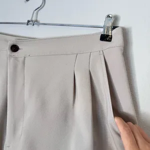 Abercrombie & Fitch Crossover Waist Tailored Relaxed Straight Trouser Pant Beige thumbnail 5