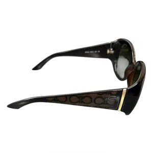 Salvatore Ferragamo brown oversized oval sunglasses tortoise shell frame Y2K thumbnail 3