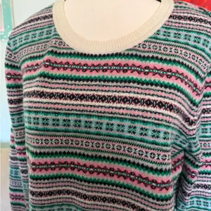 Talbots Multicolor Fair Isle Wool Nylon Lamb Wool Stripe Crew Sweater L thumbnail 3