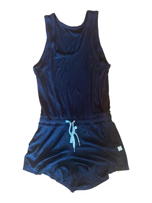 Vuori Torrey Black Ribbed Racerback Style Sleeveless Romper Sz S thumbnail 2
