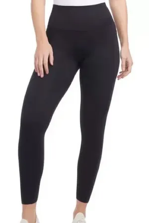 💥 Danskin 7/8 Length Solid Black High-Waist Leggings w/ Reflectors thumbnail 1
