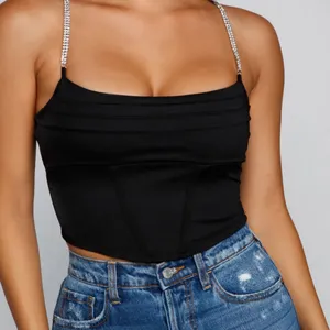 Windsor Gleam And Glow Rhinestone Bustier Top Women’s Small Black Cropped Satin thumbnail 3