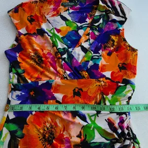Lauren Ralph Lauren Floral Ruched Sheath Dress Orange Purple Blue Size‎ 8 thumbnail 10