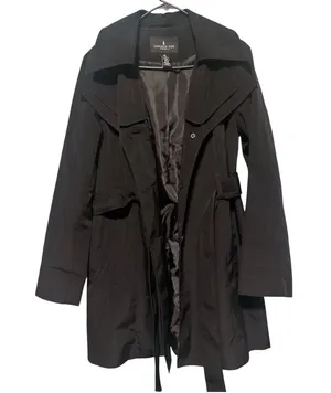 London Fog Black Trench Coat Women’s Size M Classic Button Front Belted Jacket thumbnail 2
