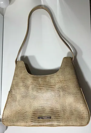 Vintage GUESS Embossed Lizard Print Shoulder Bag Y2K Tan Beige Purse thumbnail 1