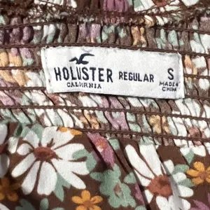 Hollister Floral Mini Dress Womens‎ Small Brown Smocked Back Long Sleeve Ruffle thumbnail 7