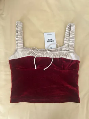 Princess Polly Emah Velvet Red Tank thumbnail 1
