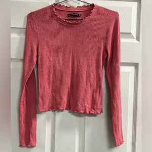 Abercrombie & Fitch Pink Long Sleeve Ribbed Top - Size Medium - VGUC thumbnail 1
