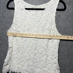 Saint Tropez West Top White Floral Lace‎ Overlay Sleeveless Tank Small thumbnail 2