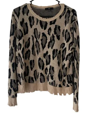 Fate Women's Size Small Cheetah‎ Animal Print Distressed Sweater thumbnail 1