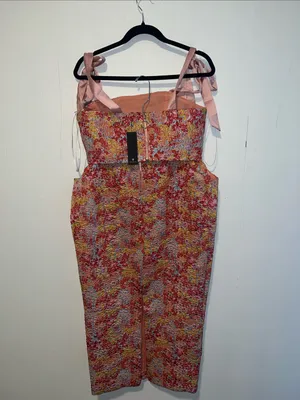 Lulu's Pink Ribbon Floral Textured 2 Piece Halter and Midi Skirt NWT 0831261 thumbnail 2