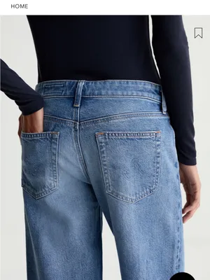Ag Adriano Goldschmied Medium Blue Wide Leg Jeans with Faded Wash thumbnail 3