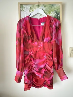 Runaway Lizbeth Ruched Long Sleeve Mini Floral Dress Size Small US 4 Hello Molly thumbnail 5