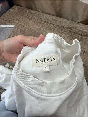 Nation LTD Women's Crew Neck Pull Long Sleeve White Jovie Sweatshirt size small thumbnail 3