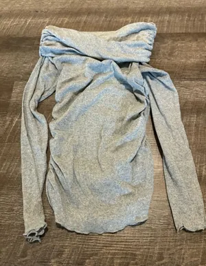 Zara Off-Shoulder Long Sleeve Sweater - Light Gray thumbnail 1