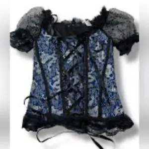 New corset with dragons royal blue and Black Lace-Up Women's Top L/M thumbnail 8