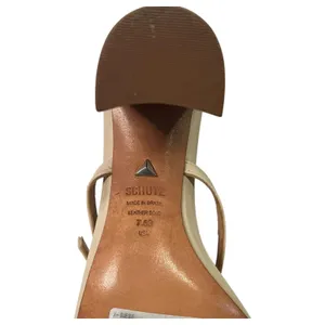 Schutz Sandals Womens 7.5 Nude Beige Leather Strappy Block Heel Buckle Classic thumbnail 10
