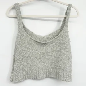 SKIMS Womens Sage Green Cozy Knit Boucle Lounge Scoop‎ Crop Tank Top Size L/XL thumbnail 6