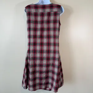 Kuhl Plaid Mini Dress Womens Med‎ Red Grunge Button Front Sleeveless schoolgir thumbnail 6