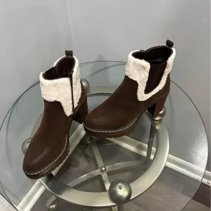 Pierre Dumas Brown and Cream Heeled Boots thumbnail 3