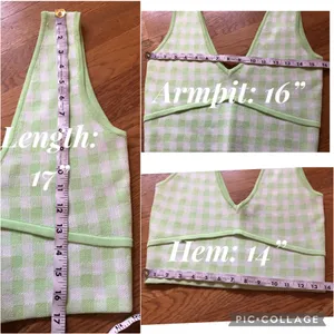 NWOT gingham knit skirt set in lime green size M thumbnail 4
