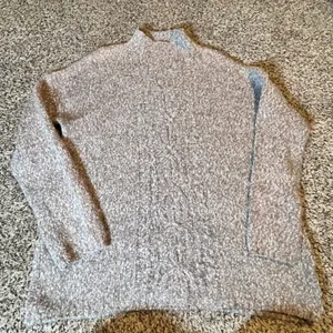 J. Jill Womens Medium Tan Boucle Cable Knit Mock Neck Sweater Marled Pullover‎ thumbnail 1
