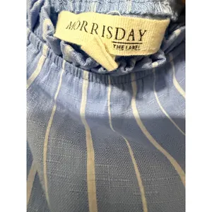 Morrisday The‎ Label Blue White Striped Tassel Tie Wrap Midi Dress XL AUS 16 thumbnail 3