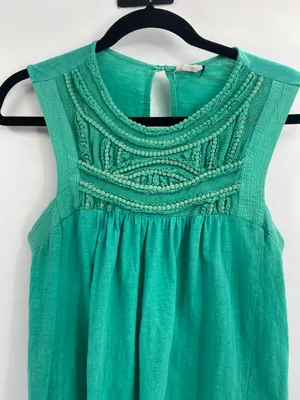 Anthropologie Akemi + Kin Green Boho Sleeveless Cami Peasant Top Size Small thumbnail 3