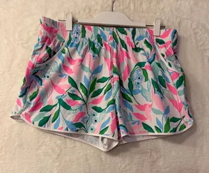 Lilly Pulitzer Luxletic Women XL Tropical Floral Athletic Active Shorts Pink thumbnail 1