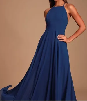 NWT Lulu’s Mythical Kind of Love Maxi Dress Navy Blue XS thumbnail 1